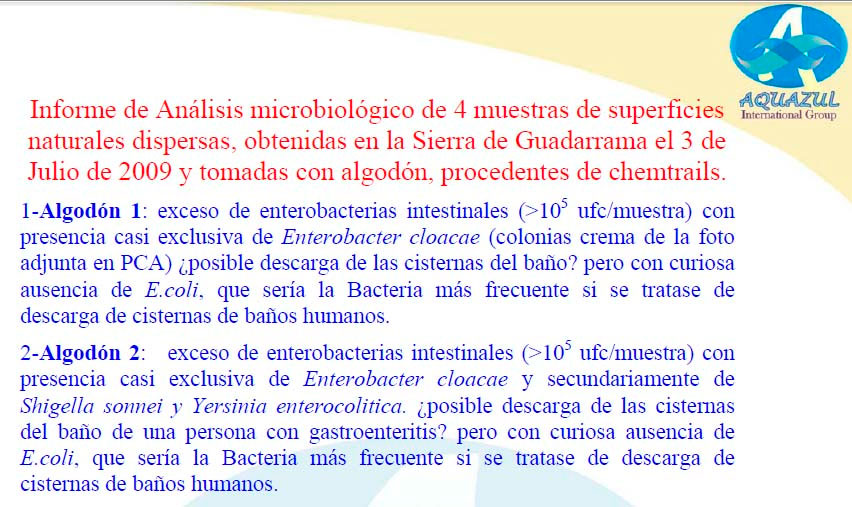 Informe biológico muestras de chemtrails